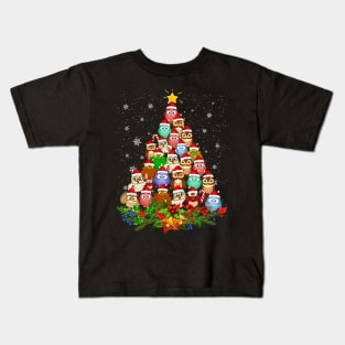 Owls Christmas Tree Merry Xmas Holiday Gift Kids T-Shirt